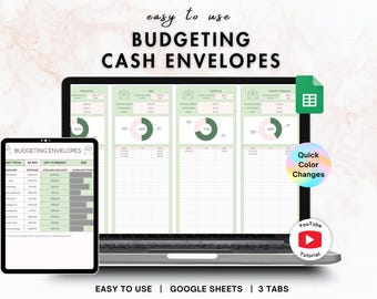 Cash Envelope Spreadsheet, Digital Budget Tracker, Simple Google Sheets Finance Template