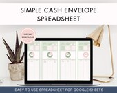 Simple Cash Envelope Spreadsheet - finance spreadsheet for digital envelope cash stuffing, use any budgeting method; Google Sheets template