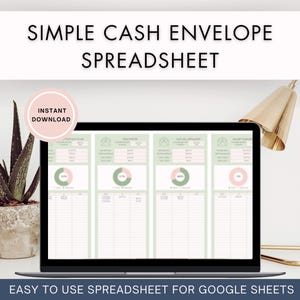 Simple Cash Envelope Spreadsheet - Kalkulationstabelle für das digitale 100% Bargeld, verwenden Sie eine beliebige Budgetmethode; Google Sheets Vorlage