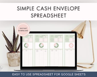 Simple Cash Envelope Spreadsheet - finance spreadsheet for digital envelope cash stuffing, use any budgeting method; Google Sheets template