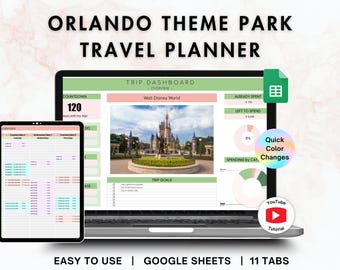 Orlando Theme Park Travel Itinerary Planner  |  Universal & Disney World budget planner, Disney vacation itinerary spreadsheet, travel guide