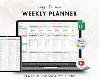 Weekly Planner Spreadsheet | daily schedule, weekly calendar, to do list productivity planner for Google Sheets