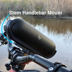 beats pill on bicycle stem mount
