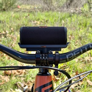 Sick front view of speaker mounted to bicycle