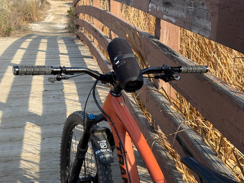 View of E-bike with JBL bluetooth speaker