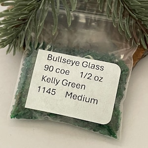 May include: A small bag of green Bullseye glass, 90 coe, 1/2 oz, Kelly Green, Medium, 1145.