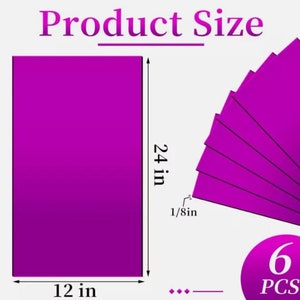 May include: Six 12-inch by 24-inch sheets of bright purple construction paper. The paper is shown folded in a fan shape. The text "6 PCS" is printed on a circle.