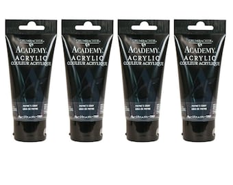 NEW 4 Pack! Grumbacher Academy Acrylic Paint, PAYNES GRAY, 75ml 2.5 oz, C092P