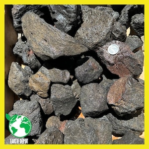 12 lbs Large Black Lava Rocks Size 2&quot; to 5&quot;, Aquarium Fish Tank Cave Decorations