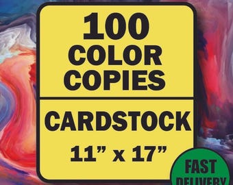 100 Custom Color Printed Flyers -- 11" X 17" CARDSTOCK -- Posters Menu Ledger Copies Printing