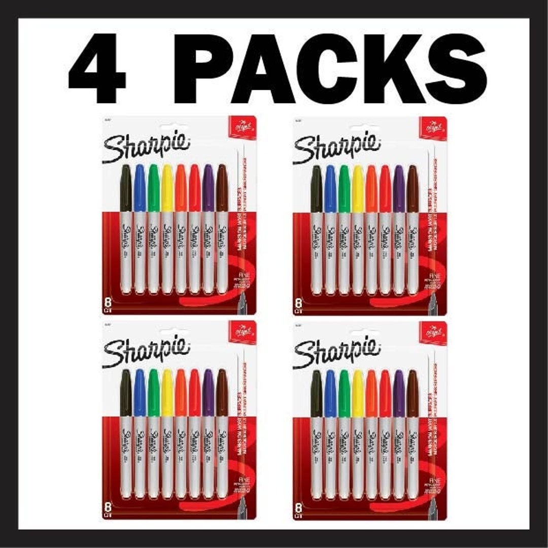 4 PACK SET! Sharpies Permanent Markers, 8 Count, Fine Point, 32pcs ...