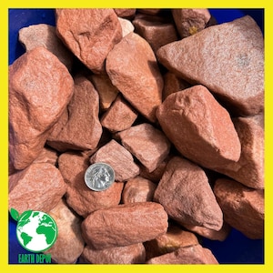 18 lbs Red Sandstone Rocks, Size 2" to 5", Gravel Pebbles Stones Fish Tank Aquarium Terrarium Garden Landscaping