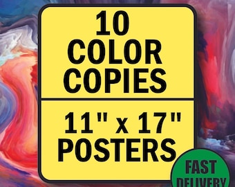 10 Custom Color Printed Flyers -- 11" X 17" CARDSTOCK -- Posters Menu Ledger Copies Printing
