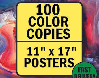 100 Custom Color Printed Flyers -- 11" X 17" -- Posters Menu Ledger Copies Printing