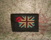 Embroidered Union Jack with a Kiss Passport Cover Holder