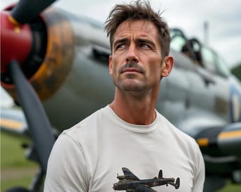 T-shirt RAF Lancaster bommenwerper: vintage WOII-vliegtuigontwerp