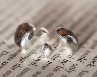 Sterling Silver and Zebrano Faceted cufflinks