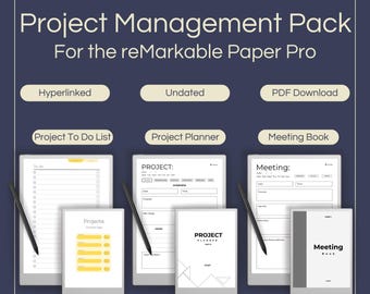 Project Management Templates for reMarkable Paper Pro: Hyperlinked Planner, Meeting Book (Digital Download)