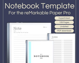 Hyperlinked Notebook Template for reMarkable Paper Pro | Digital Notebook PDF | Interactive Planner