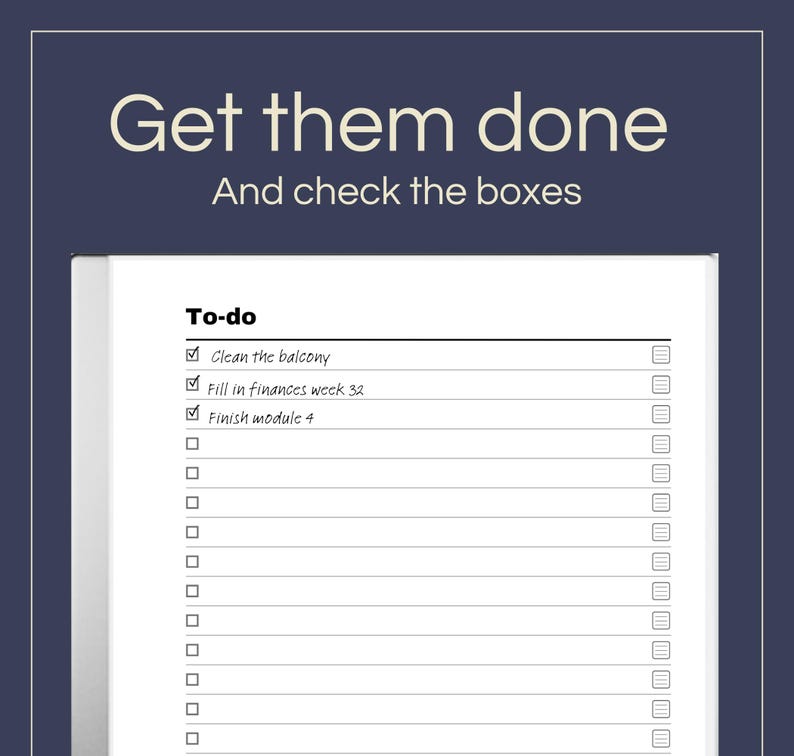 To Do List Template for Remarkable 1 & 2: Hyperlinked Task Tracker (PDF ...