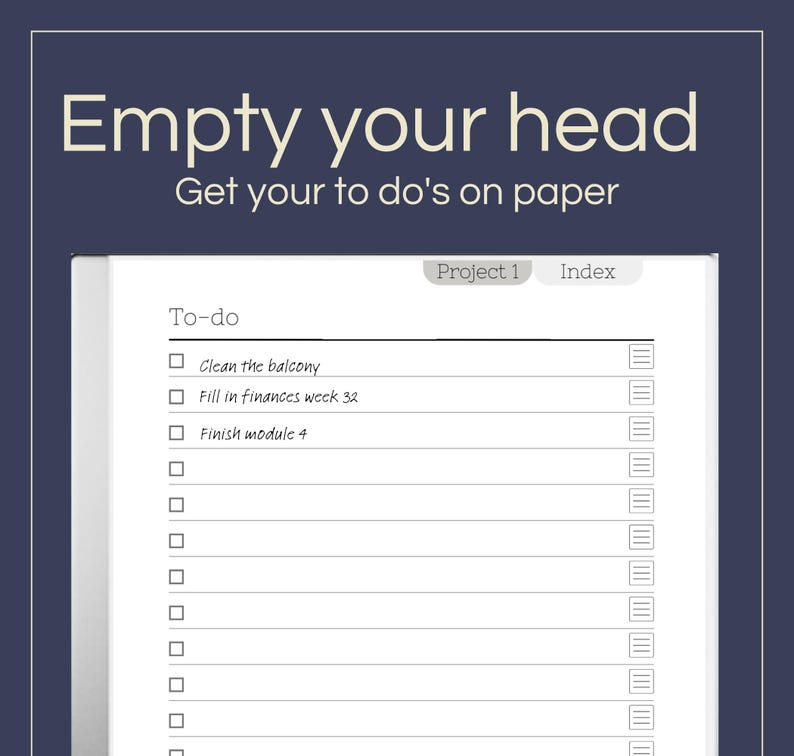 Project to Do List Template for Remarkable 2: Hyperlinked Digital ...