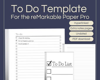 To Do List Template for reMarkable Paper Pro: Hyperlinked Digital Planner (PDF)