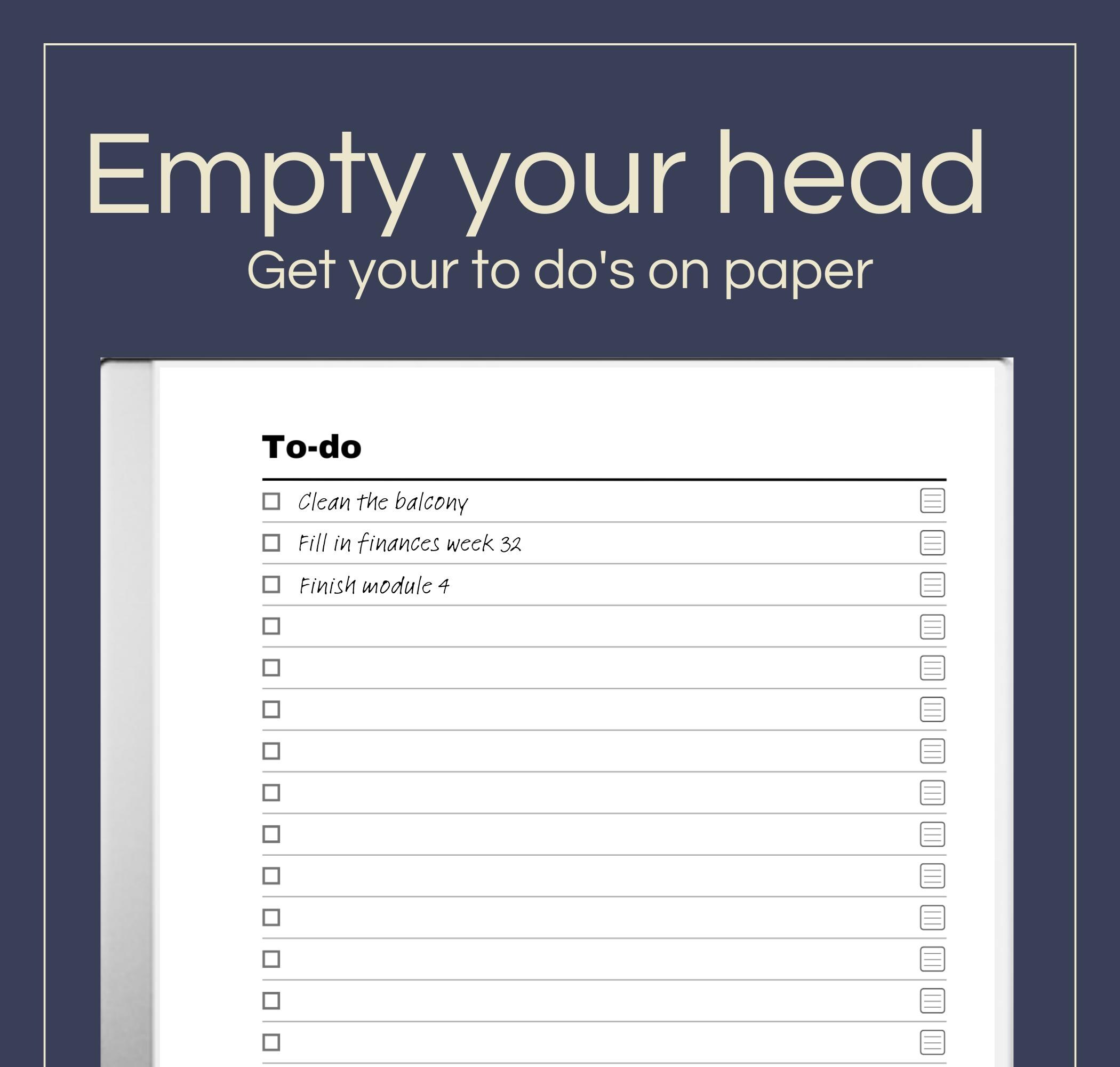 To Do List Template for Remarkable 1 & 2: Hyperlinked Task Tracker (PDF ...