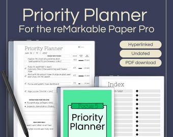 Hyperlinked Priority Planner Template for reMarkable Paper Pro (PDF Download)