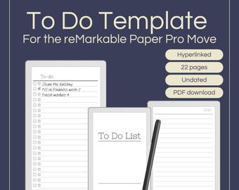 To Do List Template for reMarkable Paper Pro Move: Hyperlinked Task Tracker (PDF)
