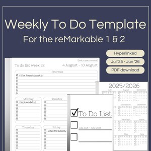 To Do Template for reMarkable 2: Hyperlinked Weekly Planner (PDF)