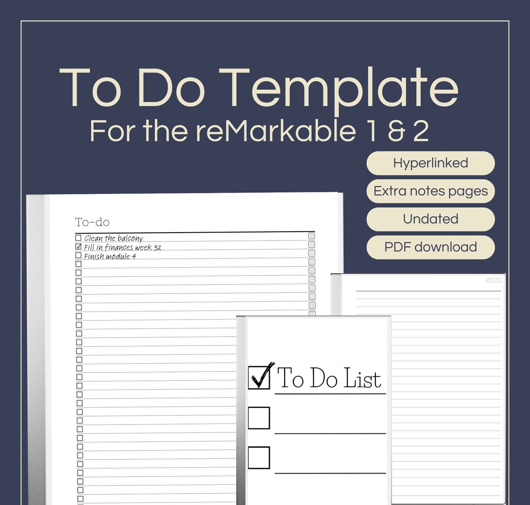 To Do List Template for Remarkable 1 & 2: Hyperlinked Task Tracker (PDF ...