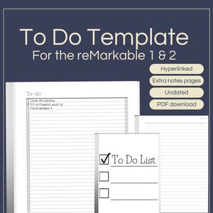 Hyperlinked To Do List Template for reMarkable 1 & 2 | Digital Planner PDF | 40 To Do's