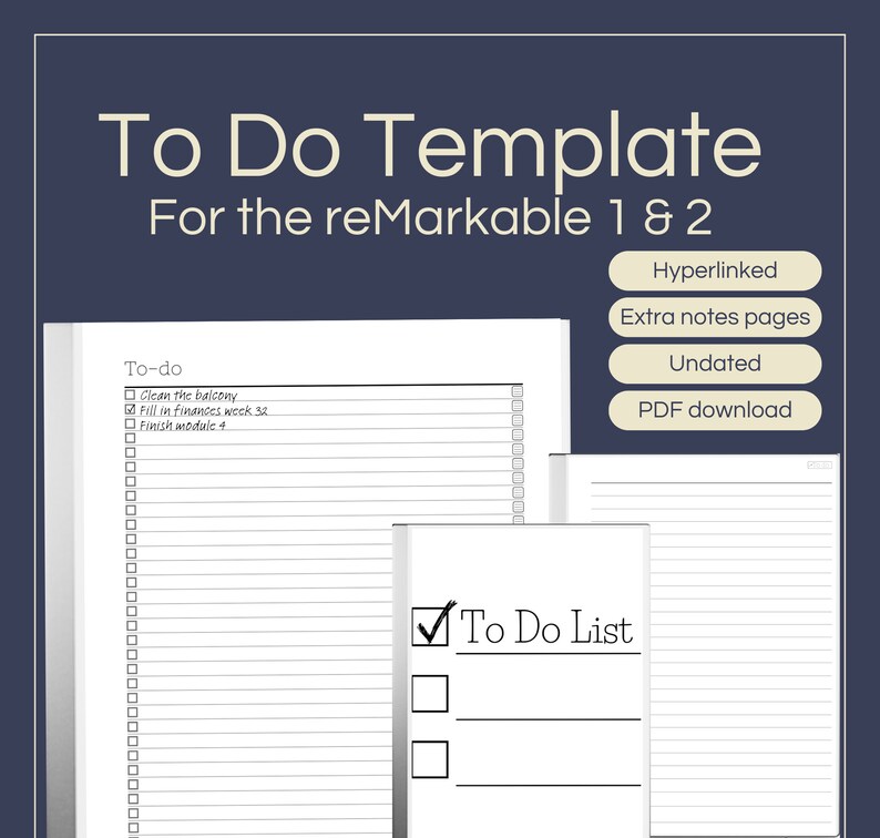 To Do List Template for Remarkable 1 & 2: Hyperlinked Task Tracker (PDF ...