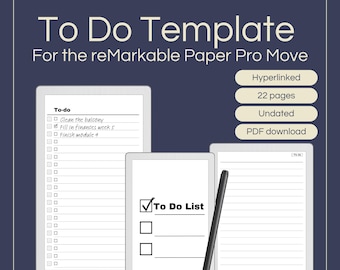 To Do List Template for reMarkable Paper Pro Move: Hyperlinked Task Tracker (PDF)