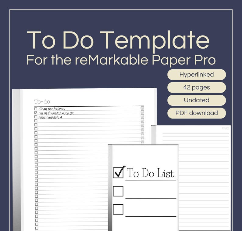 To Do List Template for Remarkable Paper Pro: Hyperlinked Digital ...