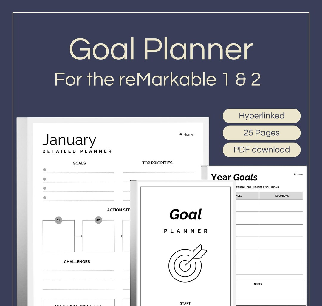 Hyperlinked Goal Planner for Remarkable 2 | 2025 Yearly, Quarterly, and ...