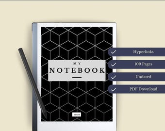 Hyperlinked Notebook Template for reMarkable 1 & 2 | Digital Notebook PDF | Interactive Planner