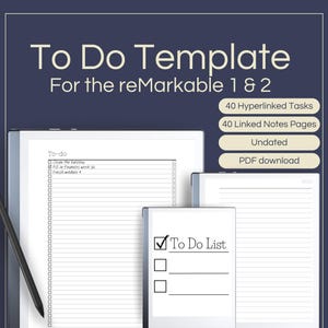 To Do List Template for reMarkable 1 & 2: Hyperlinked Task Tracker (PDF)