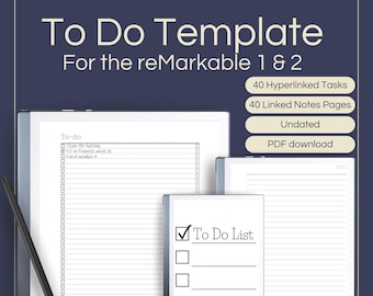 To Do List Template for reMarkable 1 & 2: Hyperlinked Task Tracker (PDF)