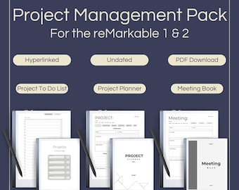 Project Management Templates for reMarkable 2: Hyperlinked Planner, Meeting Book (Digital Download)