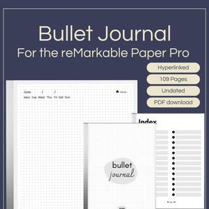 Hyperlinked Bullet Journal for reMarkable Paper Pro | Interactive Dot Grid Planner | 109 Pages | Daily Notepad