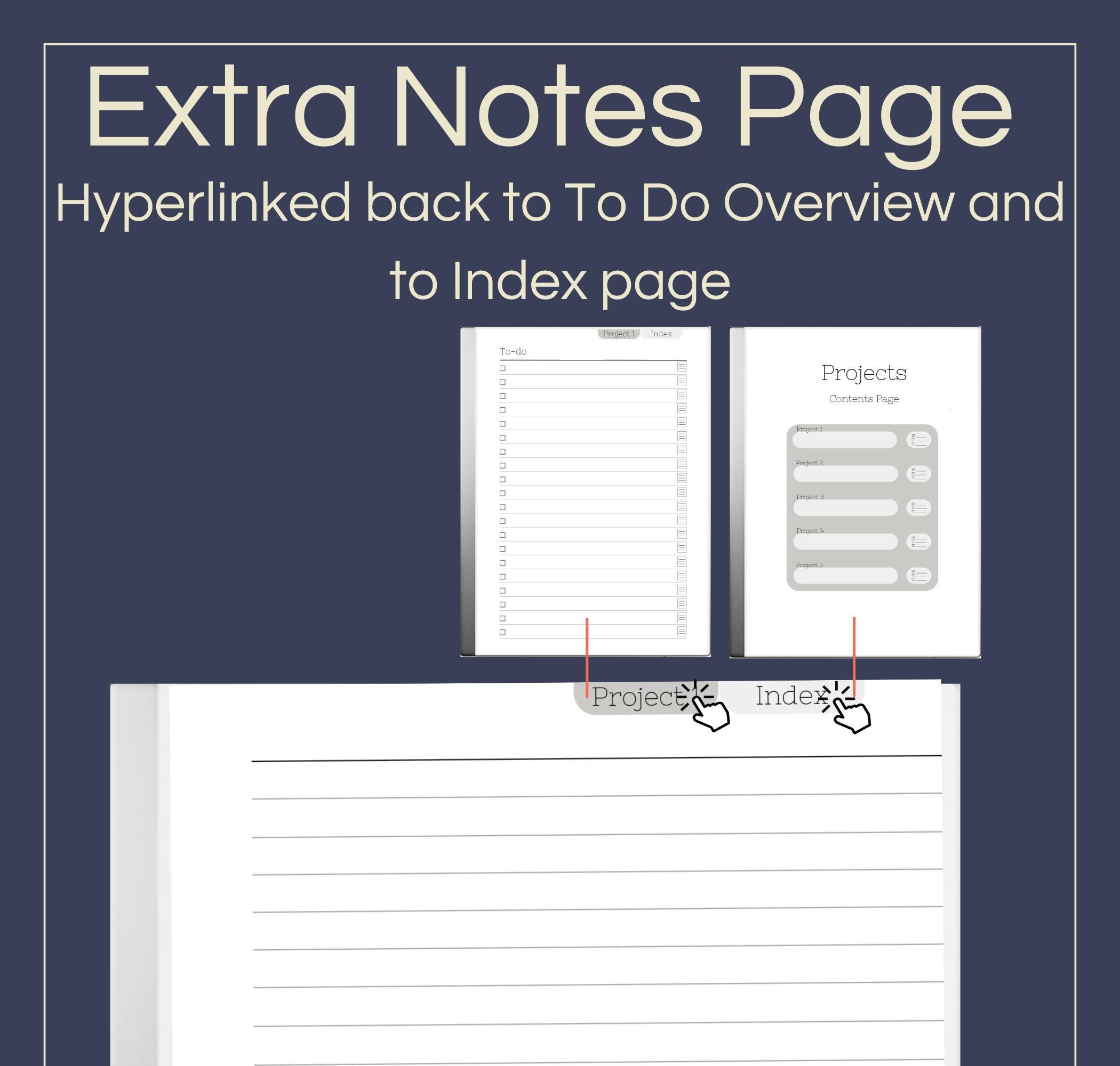 Project to Do List Template for Remarkable 2: Hyperlinked Digital ...