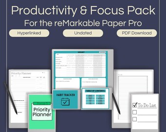 Productivity & Focus Pack for reMarkable Paper Pro: 3 Hyperlinked Planners (Digital Download)