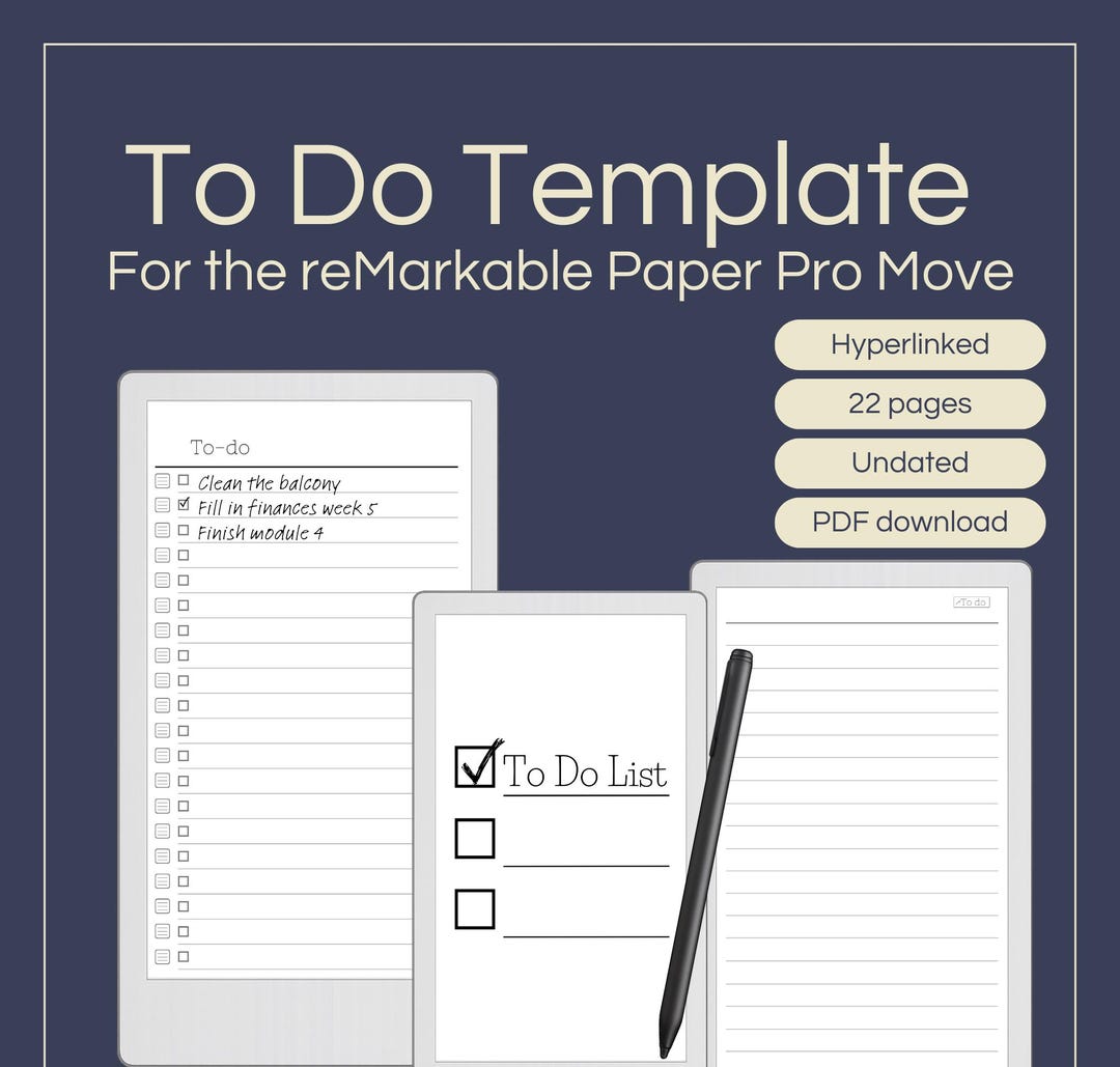 To Do List Template for Remarkable Paper Pro Move: Hyperlinked Task ...