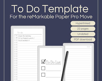 To Do List Template for reMarkable Paper Pro Move: Hyperlinked Task Tracker (PDF)