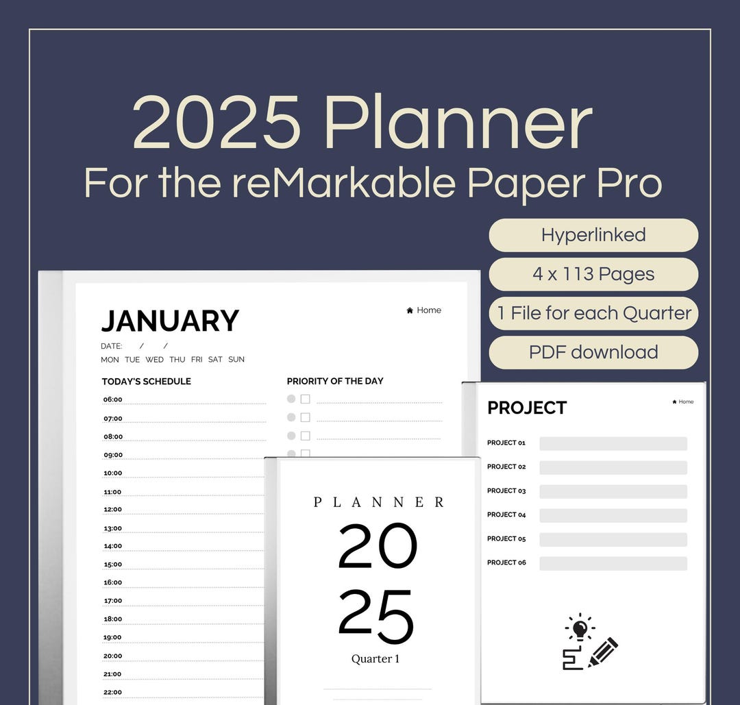 Hyperlinked 2025 Planner for the Remarkable Paper Pro | Quarterly ...