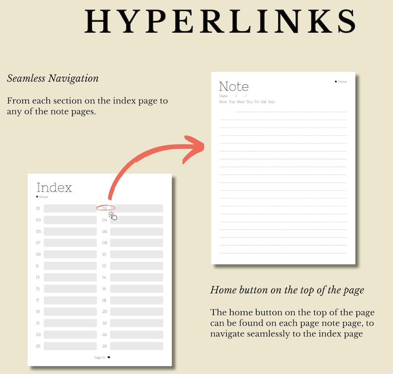 Hyperlinked Notebook Template for Remarkable 1 & 2 | Digital Notebook ...