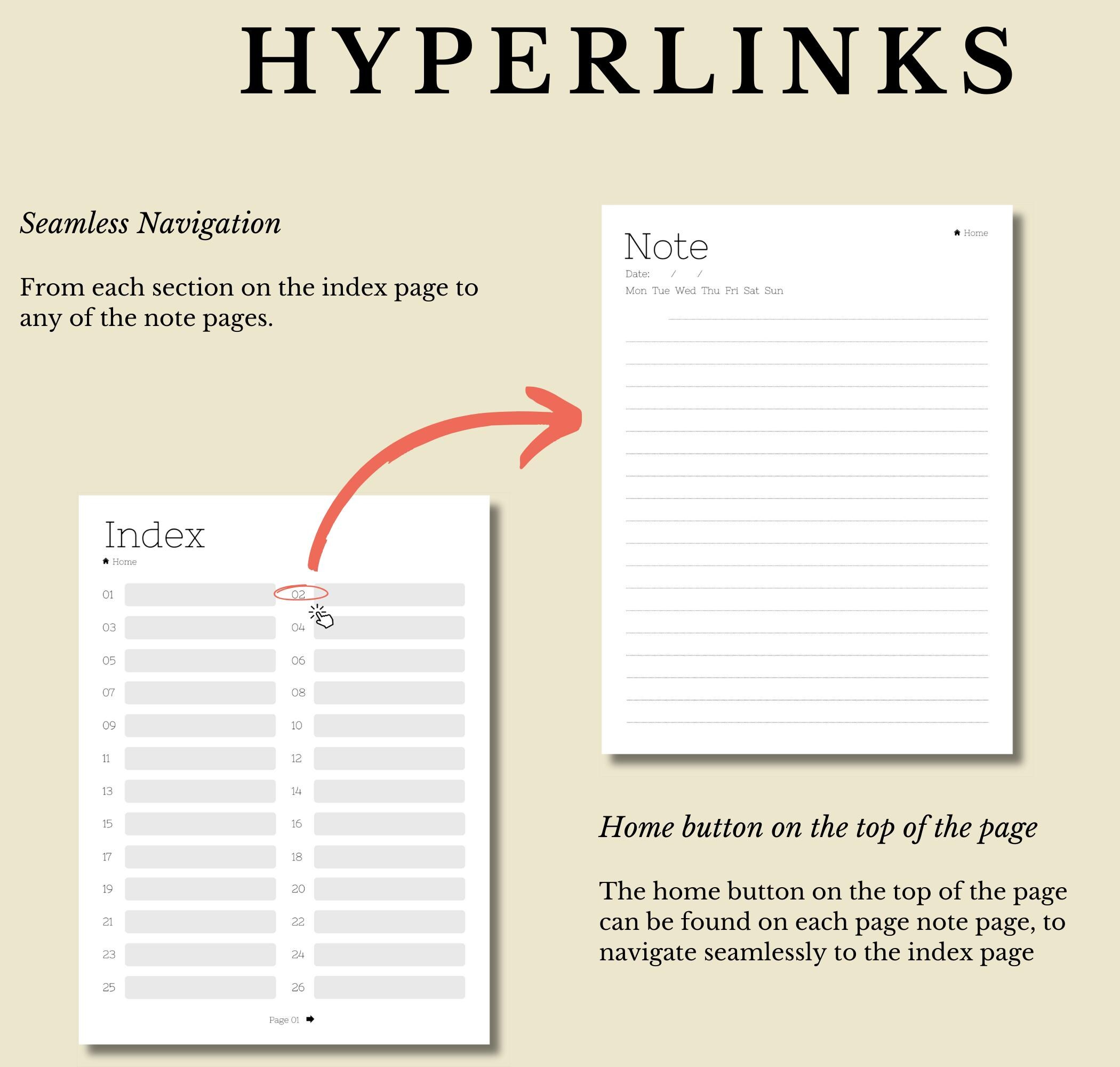 Hyperlinked Notebook Template for Remarkable 1 & 2 | Digital Notebook ...