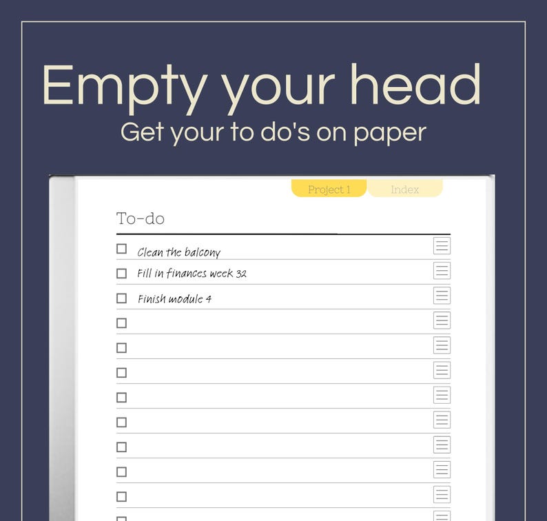 Project to Do List Template for Remarkable Paper Pro: Hyperlinked ...