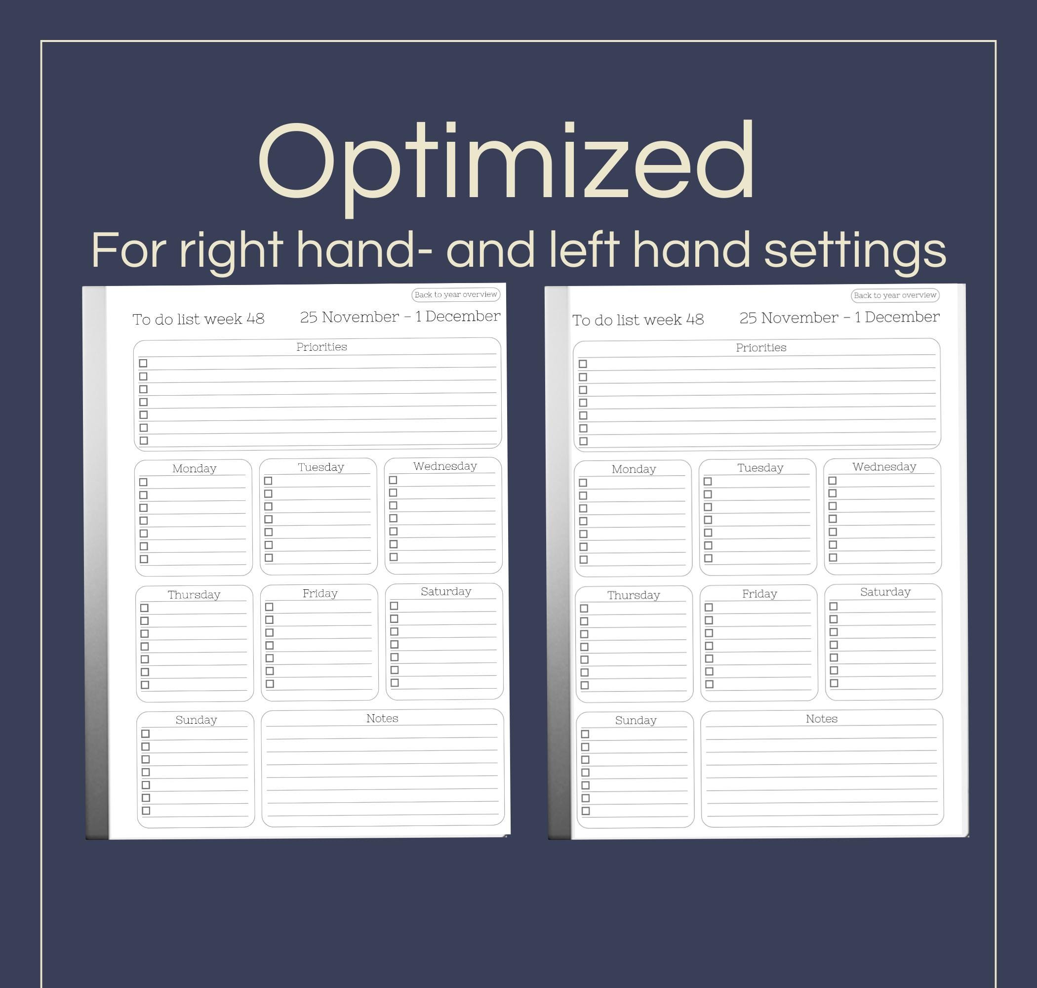 To Do Template for Remarkable 2: Hyperlinked Weekly Planner (PDF) - Etsy